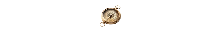 Vintage compass with gold accents centered on a black background, featuring elegant side lines for decorative balance.
