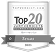 Top 20 most popular software award badge from September 2023 on a grey background.