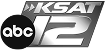 Logo of KSAT 12, an ABC-affiliated television station, showcasing station branding with a prominent number 12.