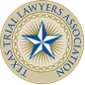 Seal of the Texas Trial Lawyers Association featuring a blue star and golden scales in the center.